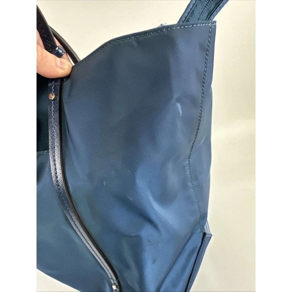 TUMI Voyageur Q Tote Bag Navy‎ Nylon Double Leather Straps Travel Quality Large
